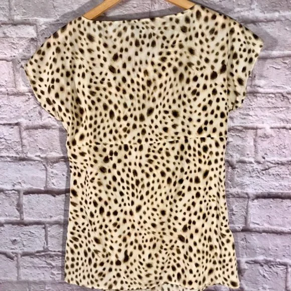 Ann Taylor silk leopard spot drape neck blouse 5 for $25 - Picture 4 of 5